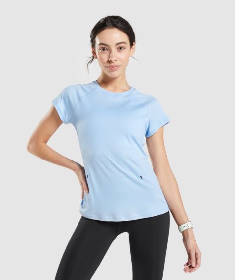 Women's Gymshark Speed T-Shirts Blue | NZ 9HFSMY